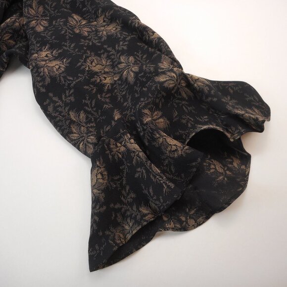 NWT Lane Bryant 100% Silk Women's 14/16 Button-up Blouse Poet Sleeve Dark Floral - Picture 11 of 12